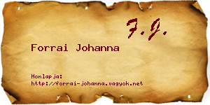 Forrai Johanna névjegykártya